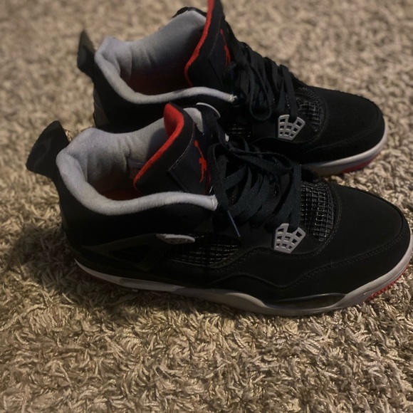Black and Red bread Jordan 4s - Picture 1 of 4